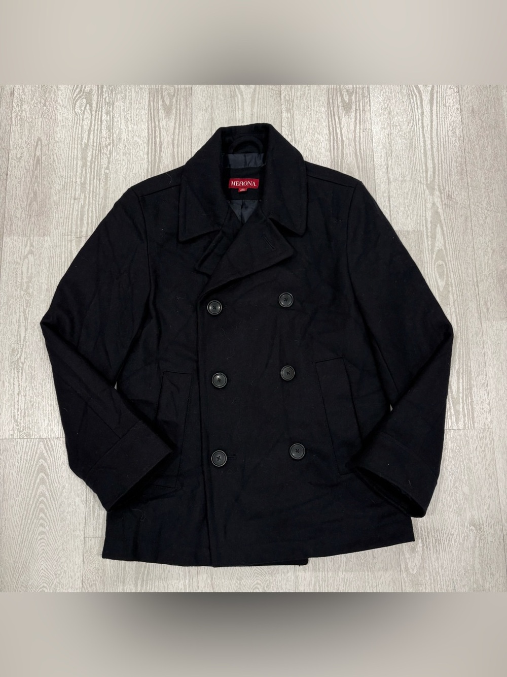 Merona Men's Double Breasted Peacoat Black Size Small